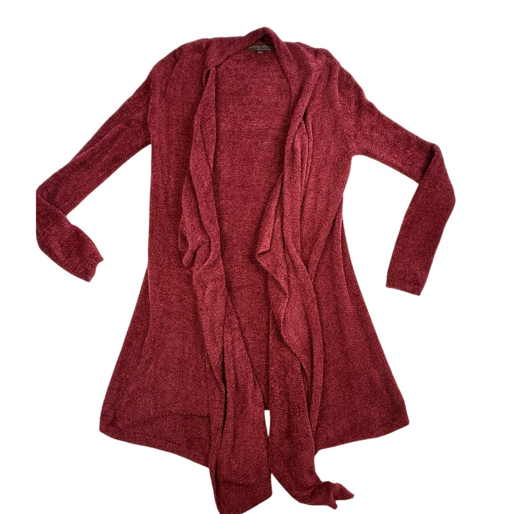 Barefoot Dreams Bamboo Chic Lite Open Front Cardigan Duster Sweater Sz‎ S/M Red